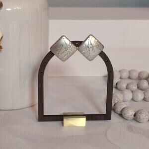 Vintage 1980s Vintage 1990s Silver-Tone Abstract Square Pierced Post Earrings